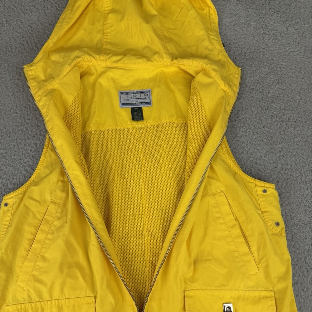 Ralph Lauren Women Medium Vest Hooded Yellow‎ Windbreaker Lined Vintage Rare - Picture 5 of 14
